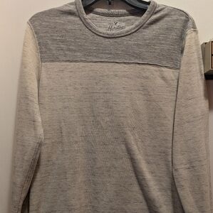 American Eagle Outfitters Mens Medium Ivory/Gray Thermal Long Sleeve Shirt